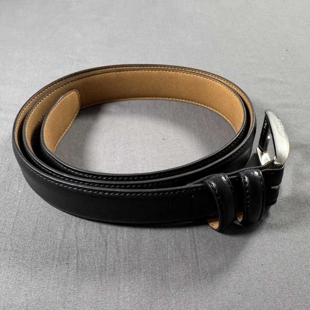 Dockers Belt Mens 42 Black Coated Leather Silver Buckle Dress Casual 11DK01MD